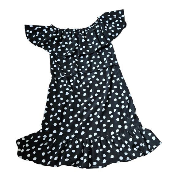 Merona Small Black, White Polka Dot Polyester Knee Length Dress - Picture 8 of 11
